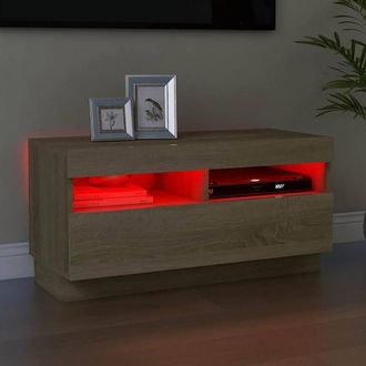 Berkfield Home TV Cabinet with LED Lights Sonoma Oak 80x35x40 cm in Light Brown | Size: 80 x 35 x 40 cm
