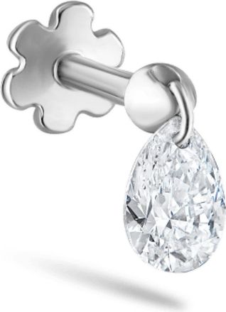 Maria Tash Single Floating Pear Diamond Charm Threaded Stud Earring in White Gold at Nordstrom