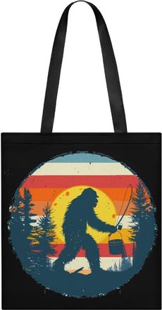 Generic Bigfoot Fishing Vintage Sasquatch Tote Bag for Women Men Shoulder Bags Purses Pouch Handbags