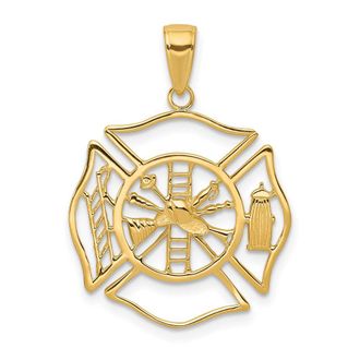 Diamond2Deal 10k Yellow Gold Fireman Shield Pendant