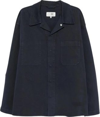 Maison Margiela Casual Shirt met Verborgen Sluiting - Heren - Casual Overhemden - Blauw - L - Katoen - Overhemden