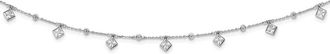 Diamond2Deal Sterling Silver 13 Station Cubic Zirconia Necklace 16 with 2 inch Ext