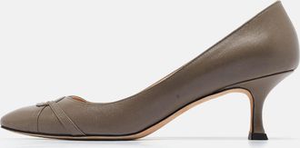 Manolo Blahnik Grey Leather Almond Toe Pumps