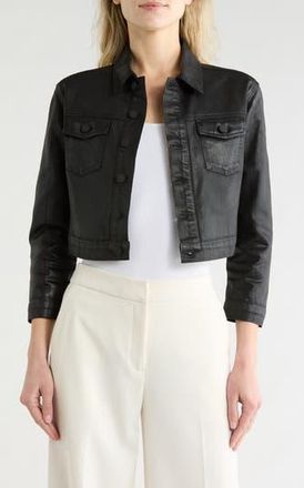 L'agence Koda Coated Denim Crop Jacket in French Vanilla Coated at Nordstrom Rack, Size Small