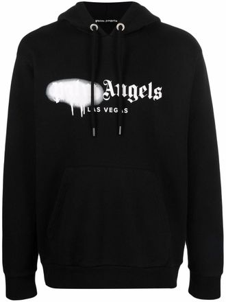 Palm Angels Felpa Las Vegas con logo effetto spray - Nero