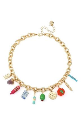 Betsey Johnson Charcuterie Charm Frontal Necklace in Multi at Nordstrom