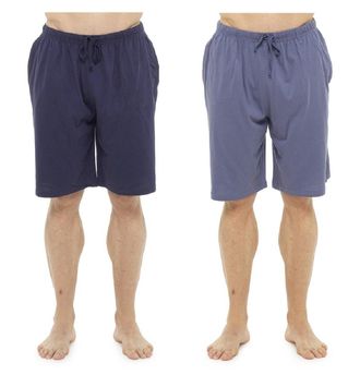 Tom Franks TF Mens 2 Pack of Cotton Rich Plain Lounge Shorts/Pyjama Bottoms