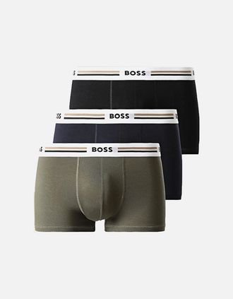 HUGO BOSS Mens Boss Black 3 Pack Trunk Revive Green/Black/Navy - Multi - Size: 32/38