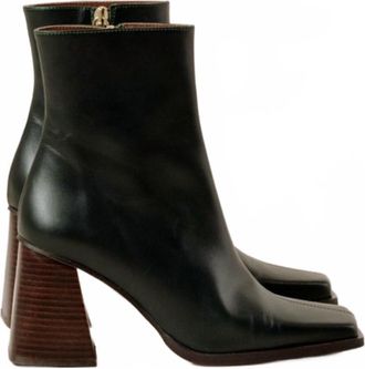 Alohas Womens South Leather Boots In Jade Green
