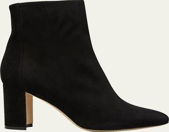 Manolo Blahnik Rosie Suede Zip Ankle Booties