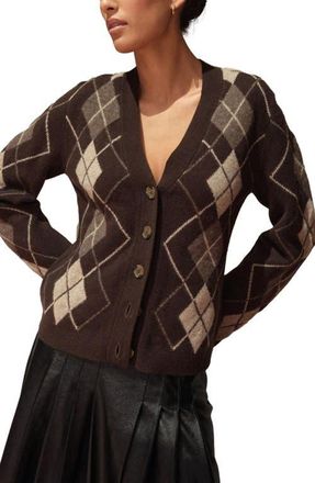 Next Argyle Wool Cardigan in Brown at Nordstrom, Size Small