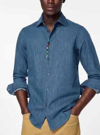 Paul Smith Mens Embroidered colours flowy twill shirt