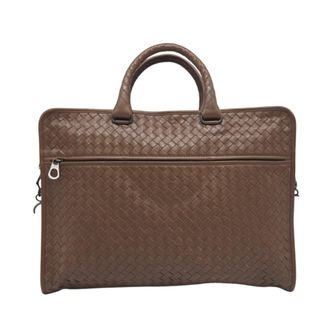 Bottega Veneta Intrecciato Brown Intrecciato Briefcase (Pre-Owned)
