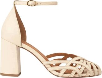 Maison Toufet Schoenen, Dames, Beige, 40 EU, Leer, Gekruiste Band Hak Sandalen