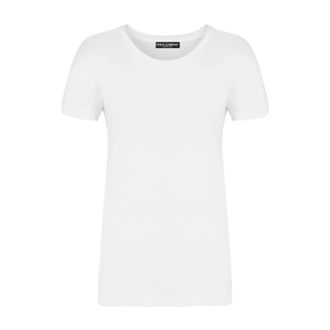 Dolce & Gabbana T-Shirts, female, White, Size: 3XS Short-sleeved jersey t-shirt