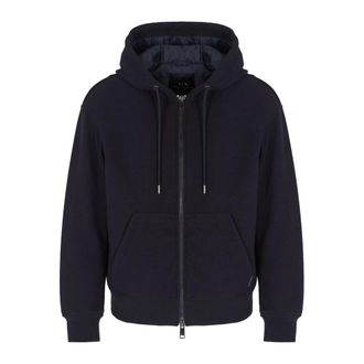 A|X Armani Exchange Blauwe Gewatteerde Rits Hoodiejas - Heren - Vesten met rits - Blauw - L - Hoodies & sweatvesten