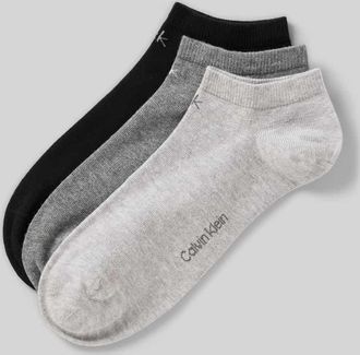 Calvin Klein Sneakersocken mit Label-Detail im 3er-Pack in Mittelgrau, Größe 35-38