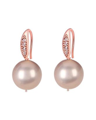 Liv Oliver 18K Plated 12Mm Pearl Cz Earrings