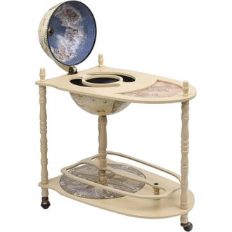 vidaXL Freestanding Globe Bar Wind Stand Eucalyptus Wood Green vidaXL