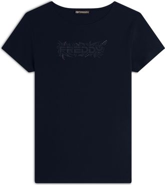 Freddy T-shirt donna comfort fit con logo decorato floreale