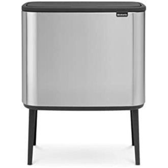 Brabantia 316081 Cestino per rifiuti 33 l Rettangolare Acciaio inox Nero, Acciaio inox - Brabantia