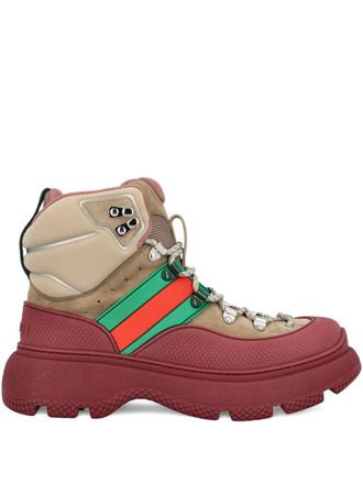 Gucci lace-up boots - men - Calf Suede/Rubber/Rubber/Fabric - 10.5 - Neutrals