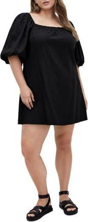 City Chic Chrissy Balloon Sleeve Minidress in Black at Nordstrom Rack, Size 14W