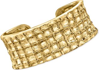 Ross-Simons Italian 18kt Gold Over Sterling Grid-Pattern Cuff Bracelet
