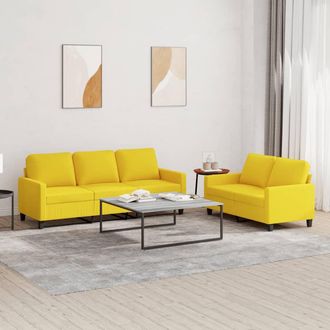 vidaXL Vidaxl - Juego De Sof&aacute;s Con Cojines 2 Piezas Tela Amarillo Claro