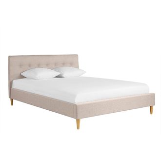 Miliboo Miliboo - Cama 2 Plazas 160 X 200 Cm Con Cabecero De Cama De Tela Beige Leonce