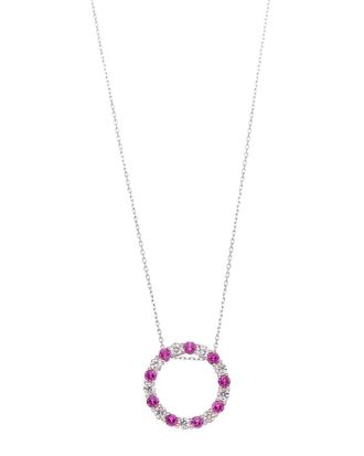 Suzy Levian Diamond & Sapphire Open Circle Necklace