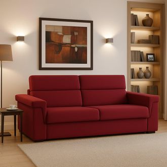 Dmora Sof&aacute; Fijo 2 Plazas Flaibano, Desenfundable, Hidr&oacute;fugo Hecho En Italia, Lavable, 205x95x100h Cm Rojo
