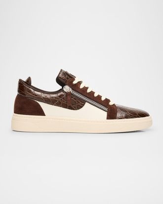 Giuseppe Zanotti Men & apos;s Croc-Effect and Suede Zip-Up Sneakers