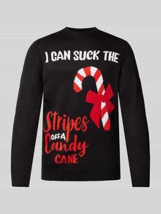 Only & Sons Weihnachtspullover mit gerippten Abschl&uuml;ssen Modell XMAS in Black, Gr&ouml;&szlig;e XXL