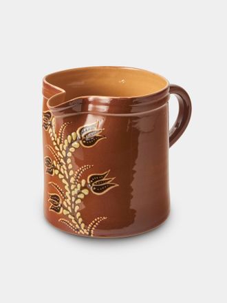 Poterie d'&Eacute;vires Flowers Hand-Painted Ceramic Straight-Edge Medium Jug