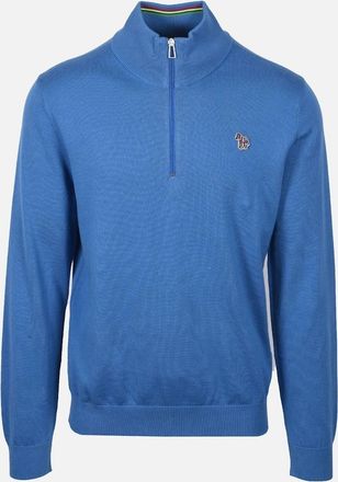 Paul Smith Mens PAUL SMITH ZIP NECK SWEATER BLUE - Size: 38