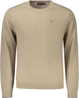 Napapijri Bruine Wol Heren Trui - Heren - Ronde hals truien - Bruin - XL - Wol - Truien & Vesten