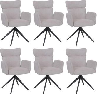 Hhg Juego De 6 Sillas De Comedor Hhg-673, Silla Giratoria Con Retorno Autom&aacute;tico, Tejido Boucl&eacute; 350 G/m&sup2;, &Ouml;ko-tex, Gris Oscuro, Patas Gris Oscuro