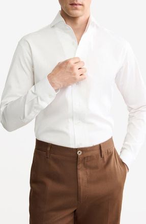 Mango Cotton Button-Up Shirt in White at Nordstrom, Size Small