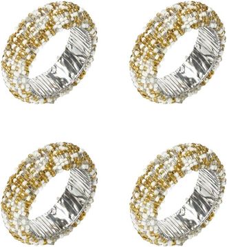 Tiramisu Set Of 4 Platinum & Gold Shimmer Cuff Napkin Rings