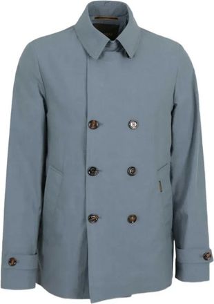 Moorer Scap-Arqua-WFC Double-Breasted Jacket - Heren - Mantel - Blauw - M - Katoen - Jassen