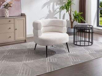 Vente-Unique Poltrona in Tessuto bouclette Bianco CAMEDO