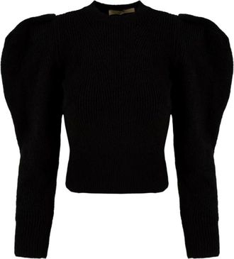 Akep Cropped Ronde Hals Knit - Dames - Ronde hals truien - Zwart - S - Wol - Truien & Vesten