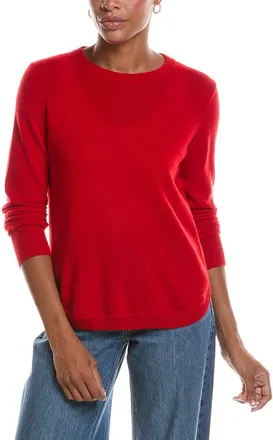 Autumn Cashmere Solid Shirttail Crewneck Cashmere Sweater