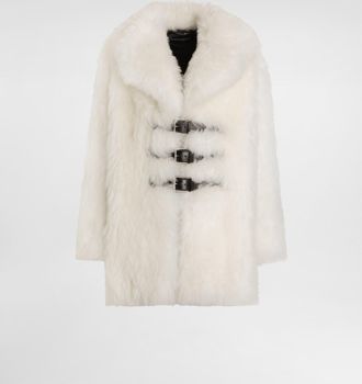 Dolce & Gabbana Single-breasted Coat With Faux Fur - Woman Coats And Jackets White 38