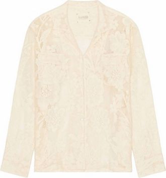 Harago Womens Lace Full Sleeve Shirt In Off White
