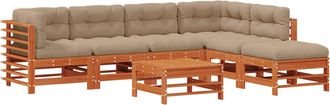 vidaXL Conjunto De Sof&aacute;s De Jard&iacute;n 7 Uds. Marr&oacute;n Cera Vidaxl