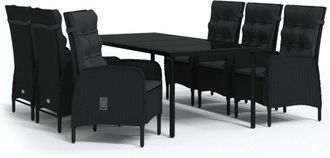 vidaXL Juego De Comedor De Jard&iacute;n 7 Piezas Con Cojines Negro Vidaxl