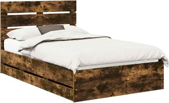 vidaXL Estructura De Cama Roble Ahumado 120 X 190 Cm Madera Ingenieril Vidaxl