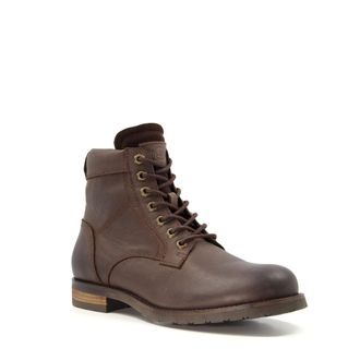 Dune London Mens CROMFORD Casual Leather Lace-Up Boots - Brown Leather (archived) - Size UK 7